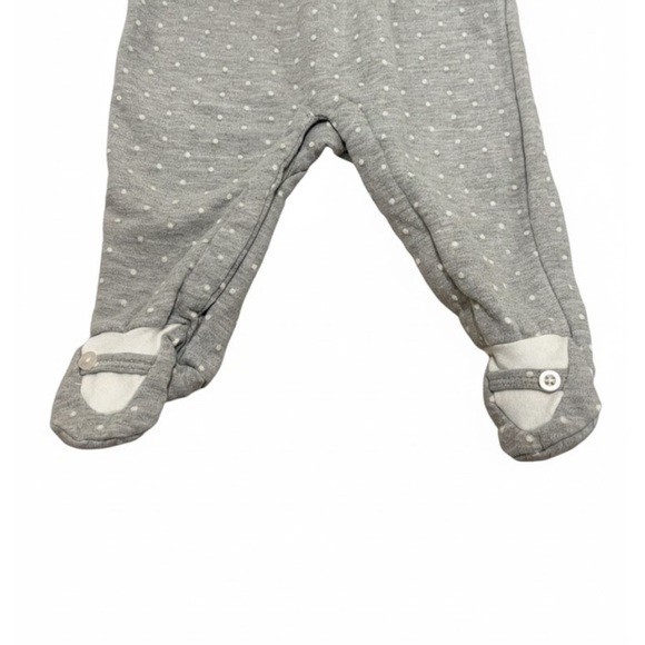 Calvin Klein Baby Girl Gray Polka Dot Ruffle Footie Sleeper Size 6-9 Months - Picture 3 of 4